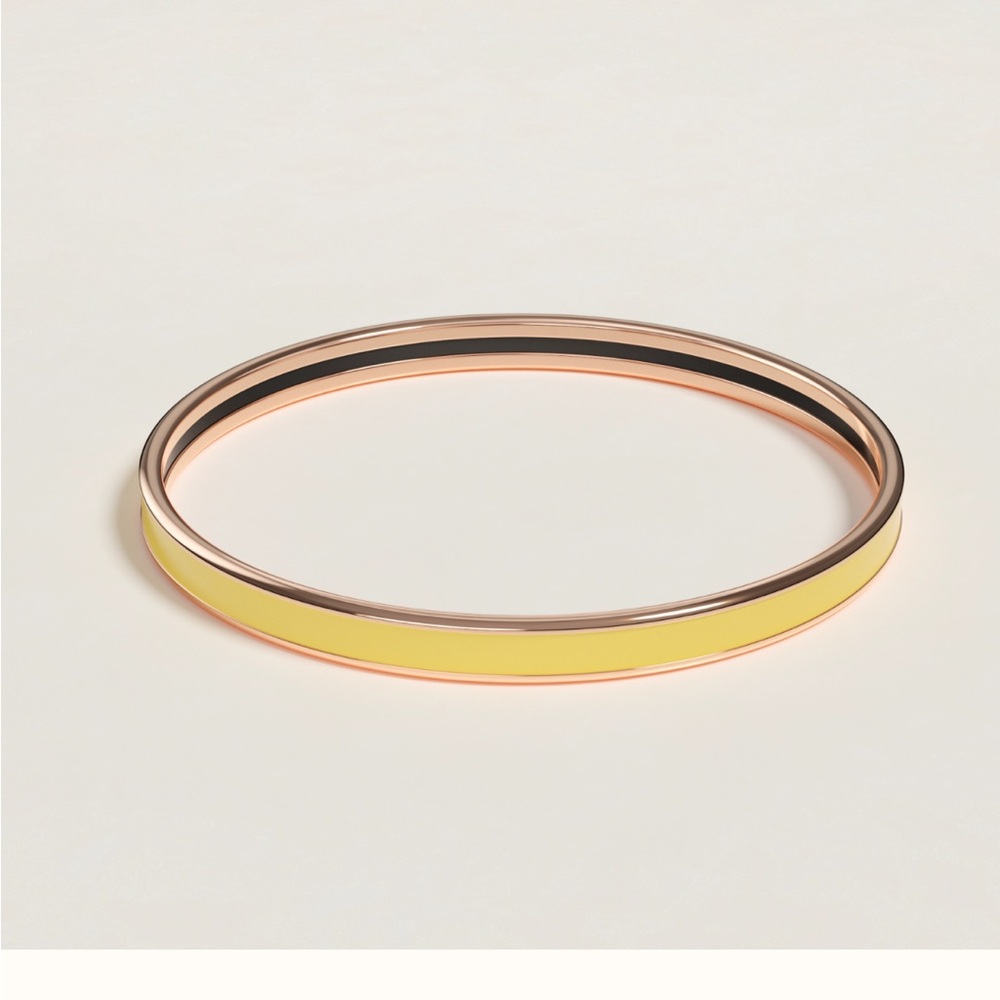Herms- Extra-Narrow Bangle In Enamel With Rose Go… - image 1